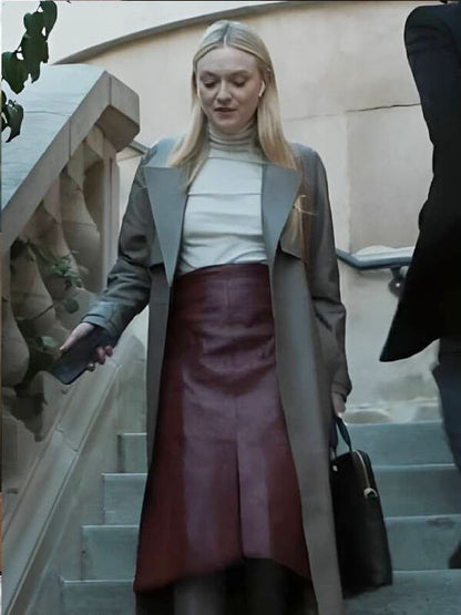 Dakota Fanning All Her Fault Season 01 Brown Leather Coat