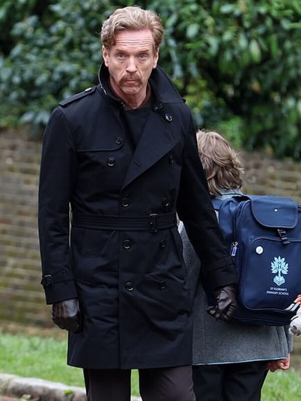 Damian Lewis The Runner 2026 Black Cotton Coat