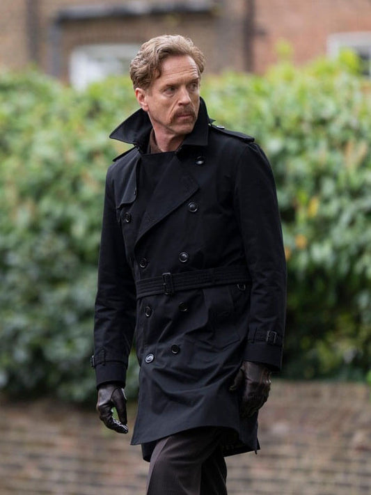 Damian Lewis The Runner 2026 Black Cotton Coat