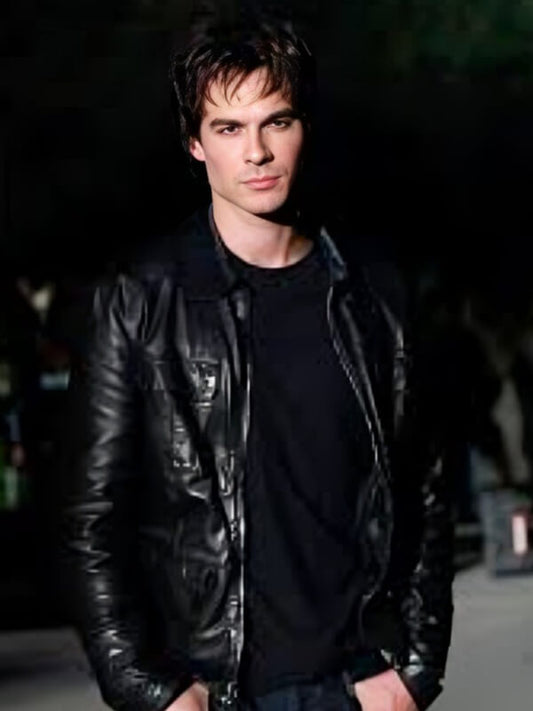  Damon Salvatore Black Leather Jacket