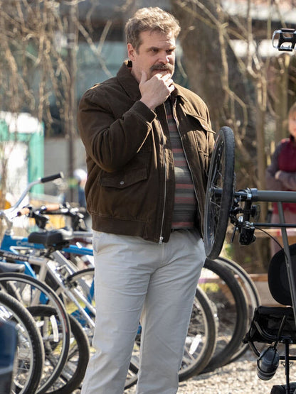 David Harbour DTFU St Louis Season 01 Brown Bomber Jacket