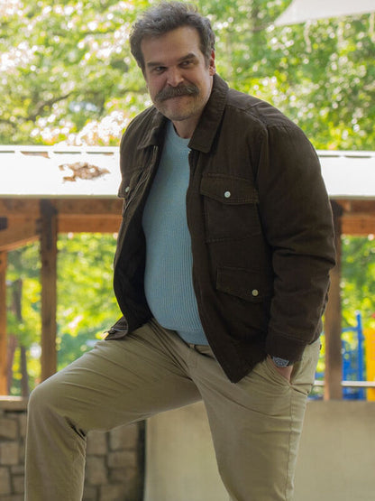 David Harbour DTFU St Louis Season 01 Brown Bomber Jacket