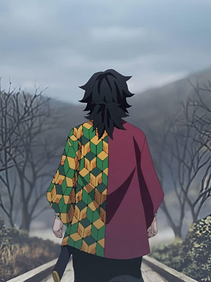 Demon Slayer Giyu Tomioka Red & Green Coat.