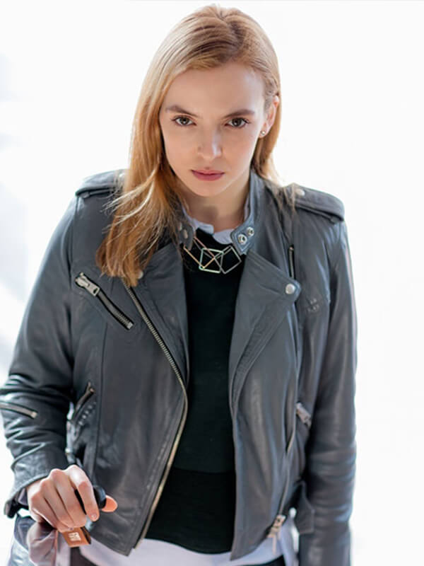 Doctor Foster 2015 Jodie Comer Grey Leather Jacket 