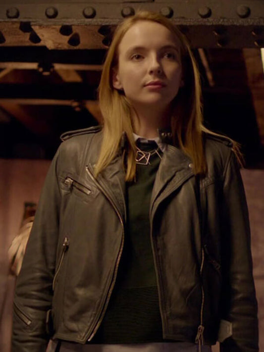 Doctor Foster 2015 Jodie Comer Grey Leather Jacket 