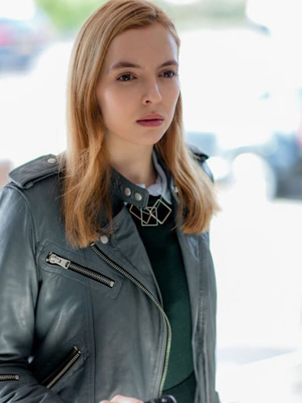 Doctor Foster 2015 Jodie Comer Grey Leather Jacket 