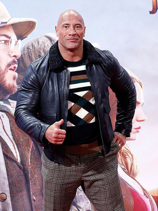 Dwayne Johnson Leather Black Jacket