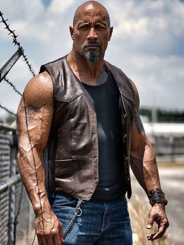 Dwayne Johnson The Fate Of The Furious 2017 Brown Leather Vest