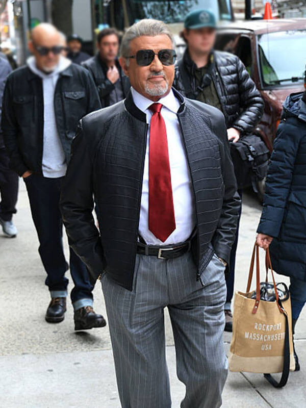 Dwight Manfredi Tulsa King Sets  Black Leather Jacket.