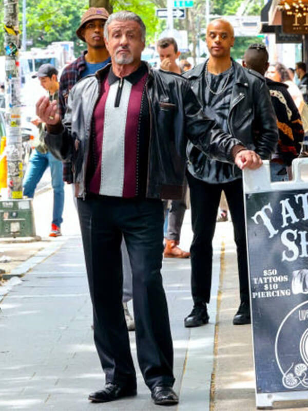 Dwight Manfredi Tulsa King Black Leather Jacket.