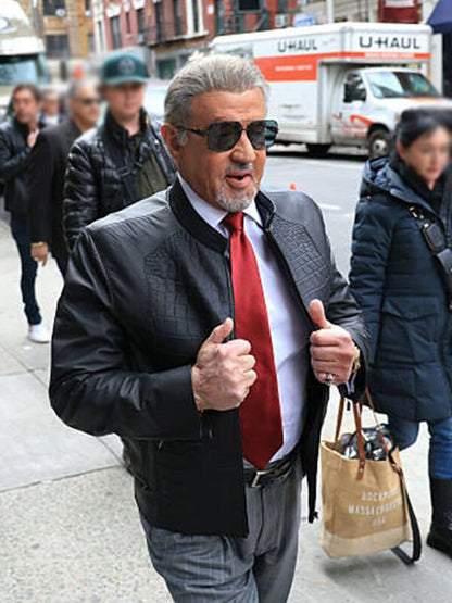 Dwight Manfredi Tulsa King Sets  Black Leather Jacket.