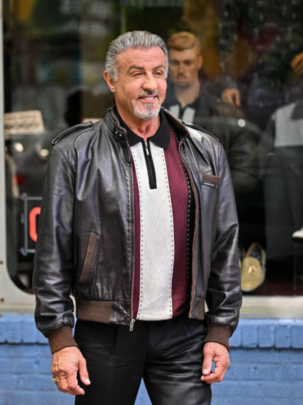 Dwight Manfredi Tulsa King Black Leather Jacket.