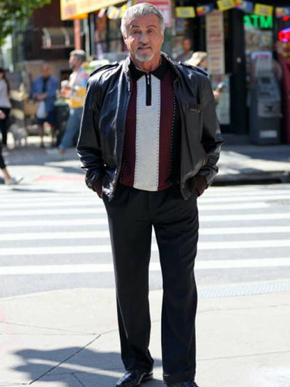 Dwight Manfredi Tulsa King Black Leather Jacket.