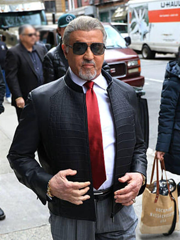 Dwight Manfredi Tulsa King Sets  Black Leather Jacket.