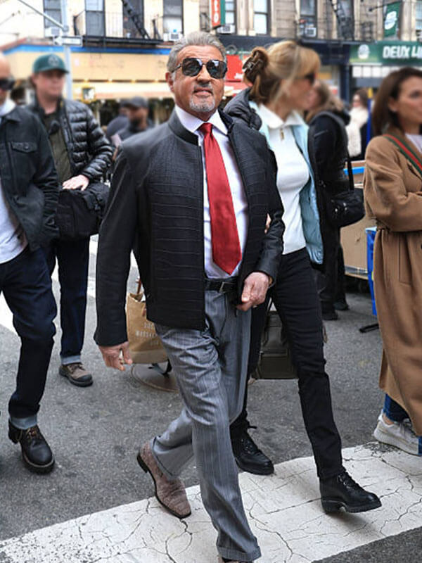 Dwight Manfredi Tulsa King Sets  Black Leather Jacket.