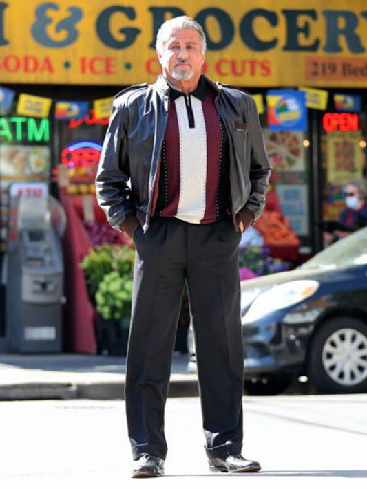 Dwight Manfredi Tulsa King Black Leather Jacket.