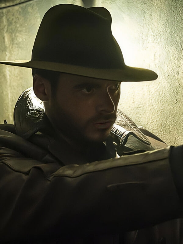 Electric Dreams Richard Madden Brown Leather Coat 