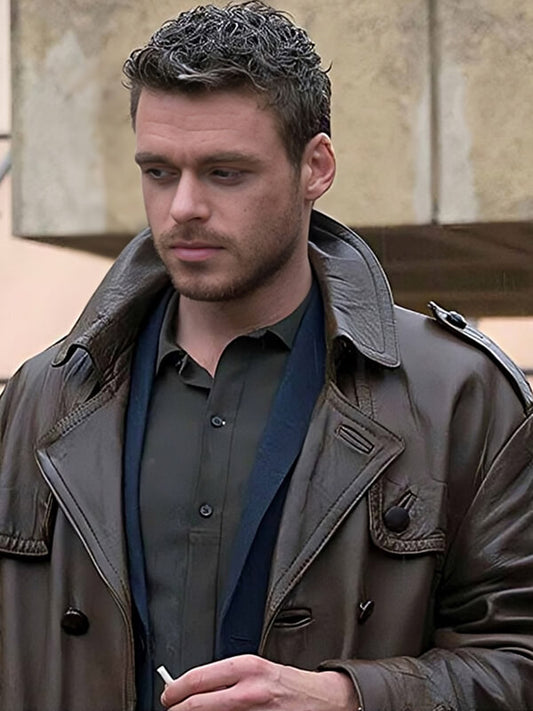 Electric Dreams Richard Madden Brown Leather Coat 