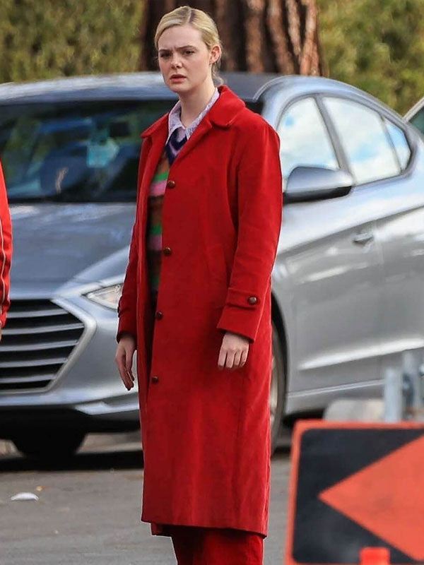 Elle Fanning Margo's Got Money Trouble Season 01 Red Wool Coat