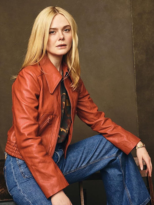 Elle Fanning Margo's Got Money Trouble Season 01 Tan Leather Jacket
