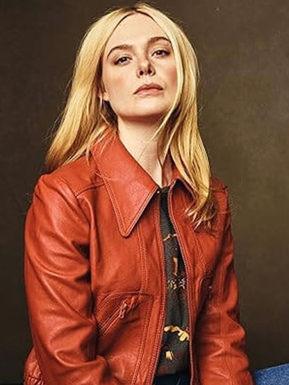 Elle Fanning Margo's Got Money Trouble Season 01 Tan Leather Jacket