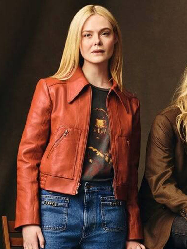 Elle Fanning Margo's Got Money Trouble Season 01 Tan Leather Jacket