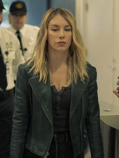 Emilia Harcourt Peacemaker Season 02 Green Leather Jacket