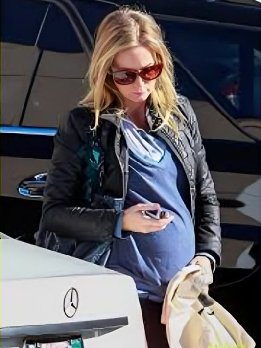  Emily Blunt Black Quilted Leather Jacket
