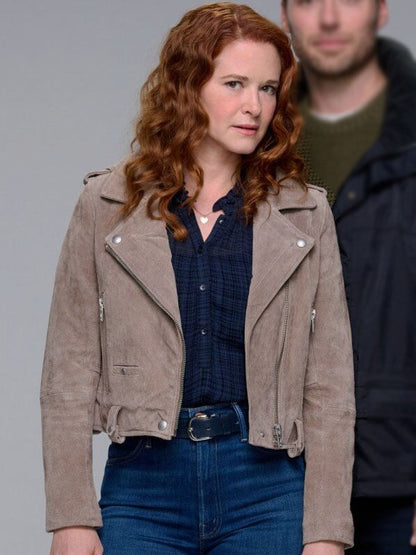 Emily Lane Mistletoe Murders Brown Suede Moto Jacket