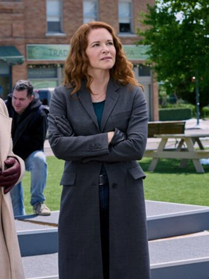 Emily Lane Mistletoe Murders Grey Wool Trench Coat