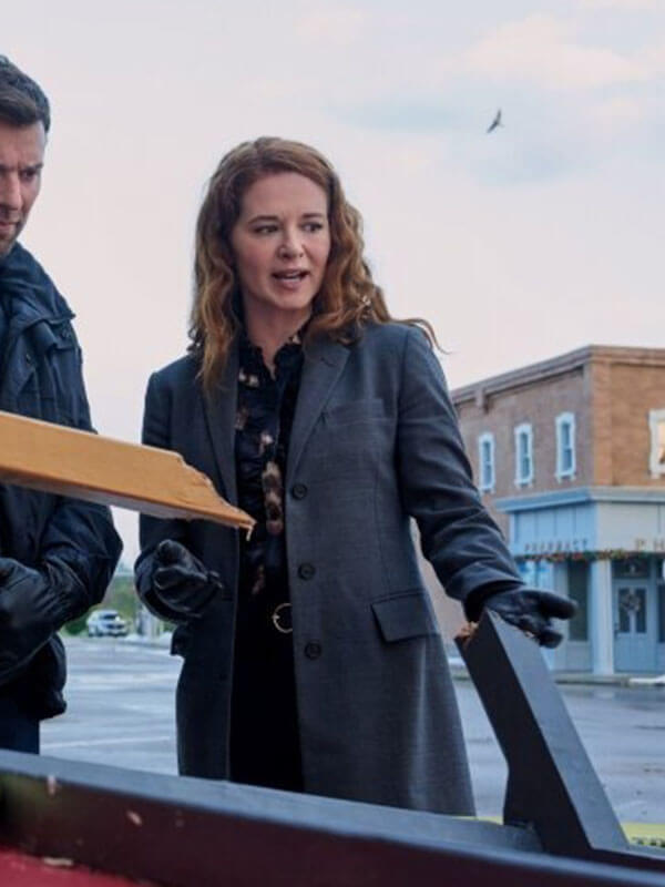 Emily Lane Mistletoe Murders Grey Wool Trench Coat