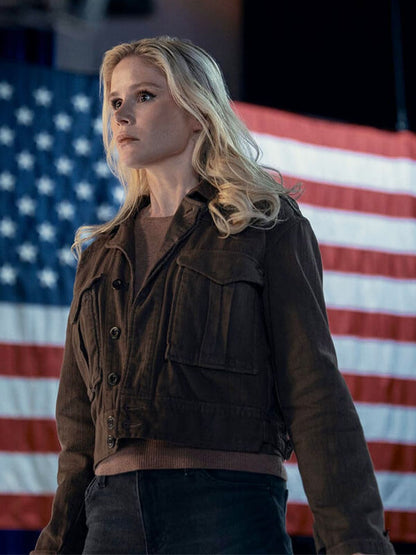 Erin Moriarty The Boys Season 05 Brown Suede Jacket