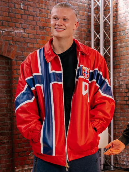 Erling Haaland John Nellis Interview Red Leather Jacket