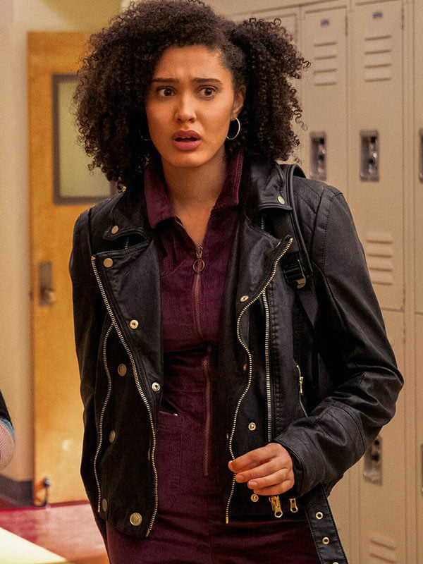 Fabiola Torres Never Have I Ever Season 03 Black Leather Biker Jacket