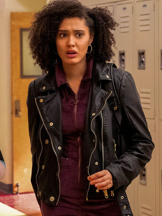 Fabiola Torres Never Have I Ever Season 03 Black Leather Biker Jacket