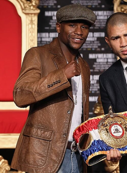  Floyd Mayweather Brown Leather Blazer
