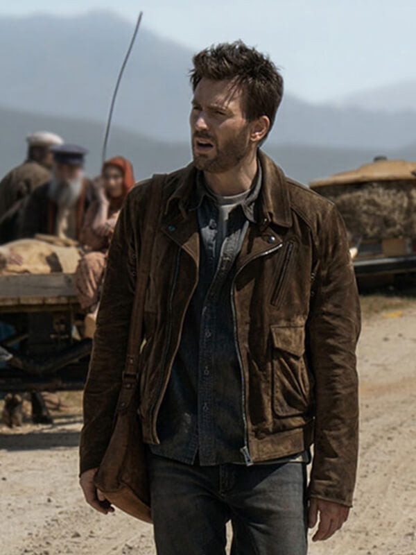 Ghosted 2023 Chris Evans Brown Suede Leather Jacket