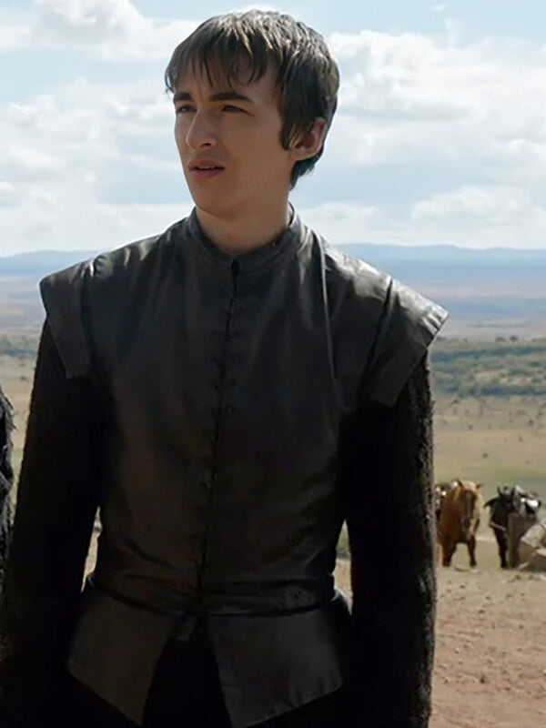 Got Season 6 Isaac Hempstead Wright Black Leather Vest