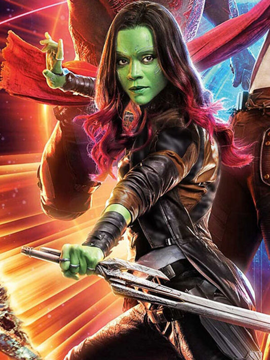 Guardians of the Galaxy Vol 2 2017 Zoe Saldana Black Leather Long Coat 