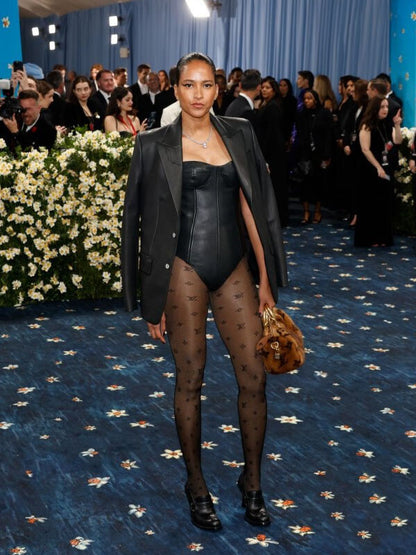 Helin Lasichanh Met Gala 2025 Black Leather Blazer