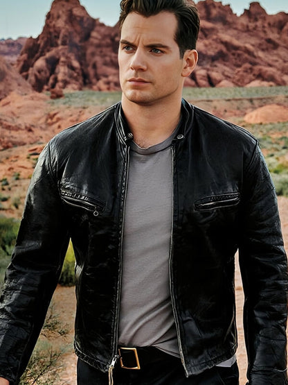 Henry Cavill Black Leather jacket