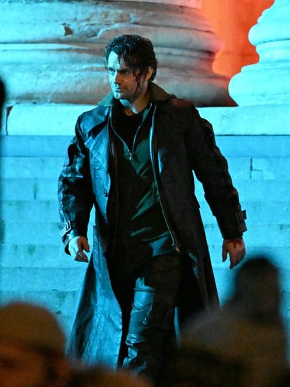 Henry Cavill Highlander Reboot Black Leather Trench Coat