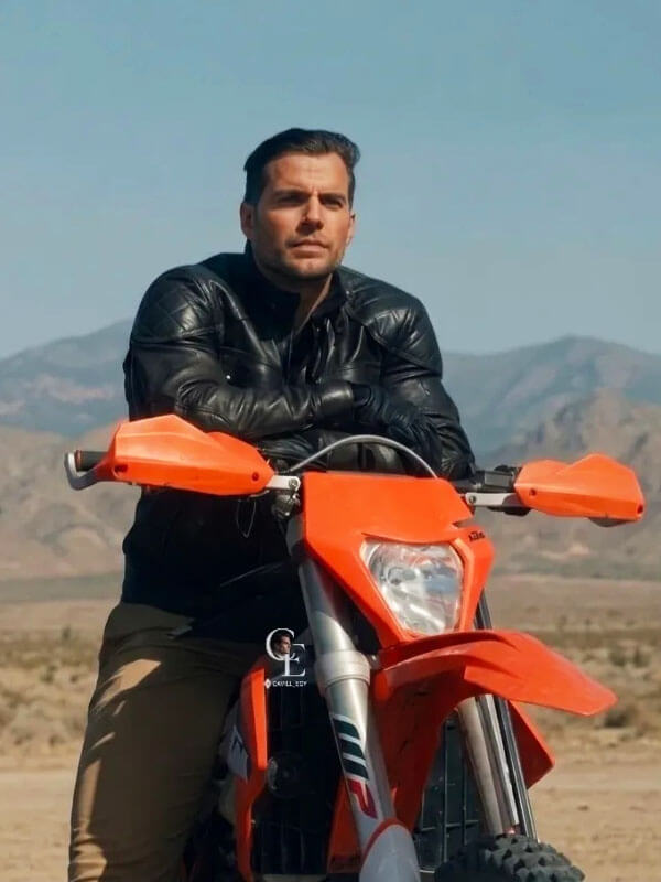 Henry Cavill In The Grey 2026 Black Leather Jacket