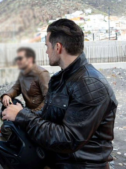 Henry Cavill In The Grey 2026 Black Leather Jacket