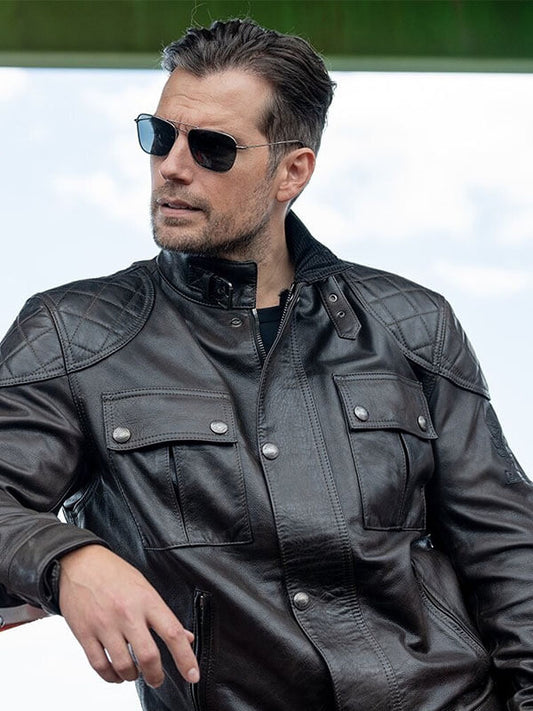 Henry Cavill In The Grey 2026 Black Leather Jacket