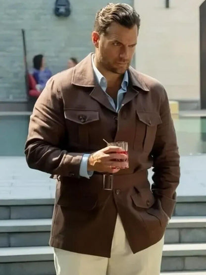 Henry Cavill In The Grey 2026 Brown Safari Jacket