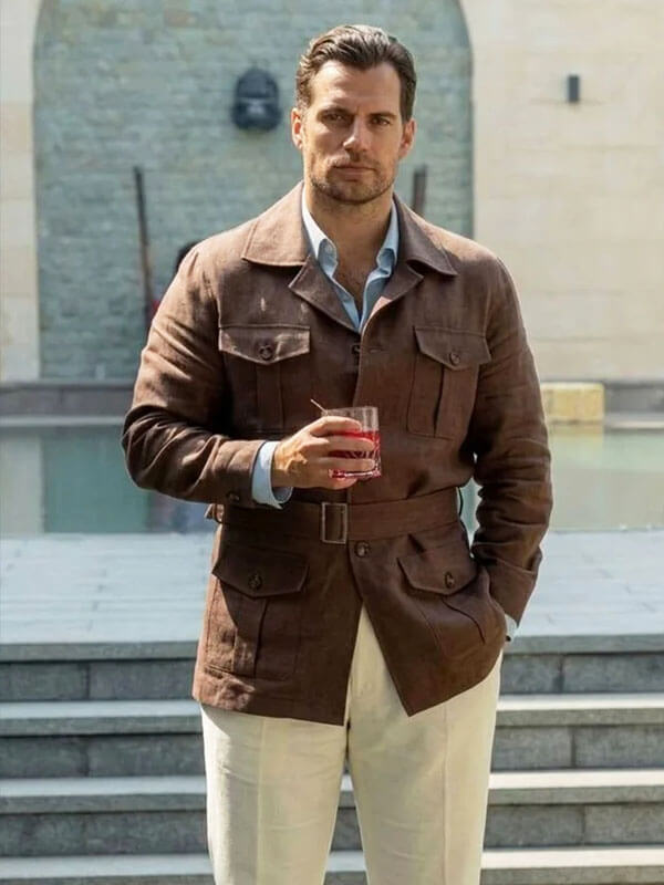 Henry Cavill In The Grey 2026 Brown Safari Jacket