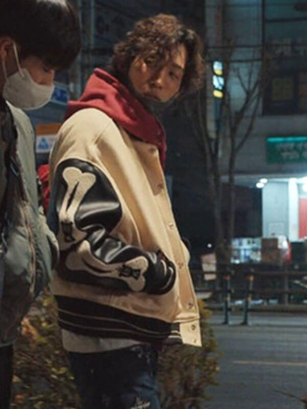 Hoo Woo Jin Bloodhounds Season 01 White Varsity Jacket