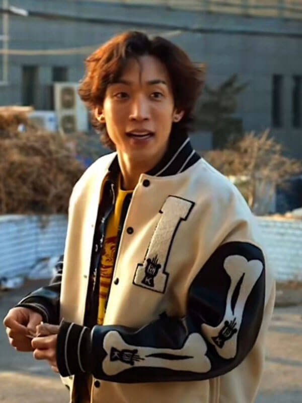 Hoo Woo Jin Bloodhounds Season 01 White Varsity Jacket