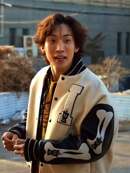 Hoo Woo Jin Bloodhounds Season 01 White Varsity Jacket